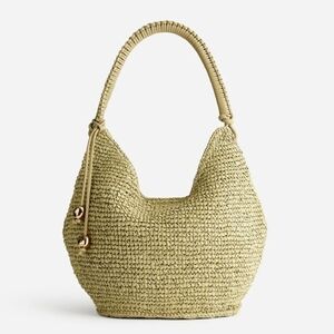 New! Madewell The Camren Straw Bag with Leather Trim in Sagebrush